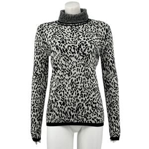 Victor Glemaud Sweater Womens Medium Animal Print Intarsia Turtleneck Mob Wife